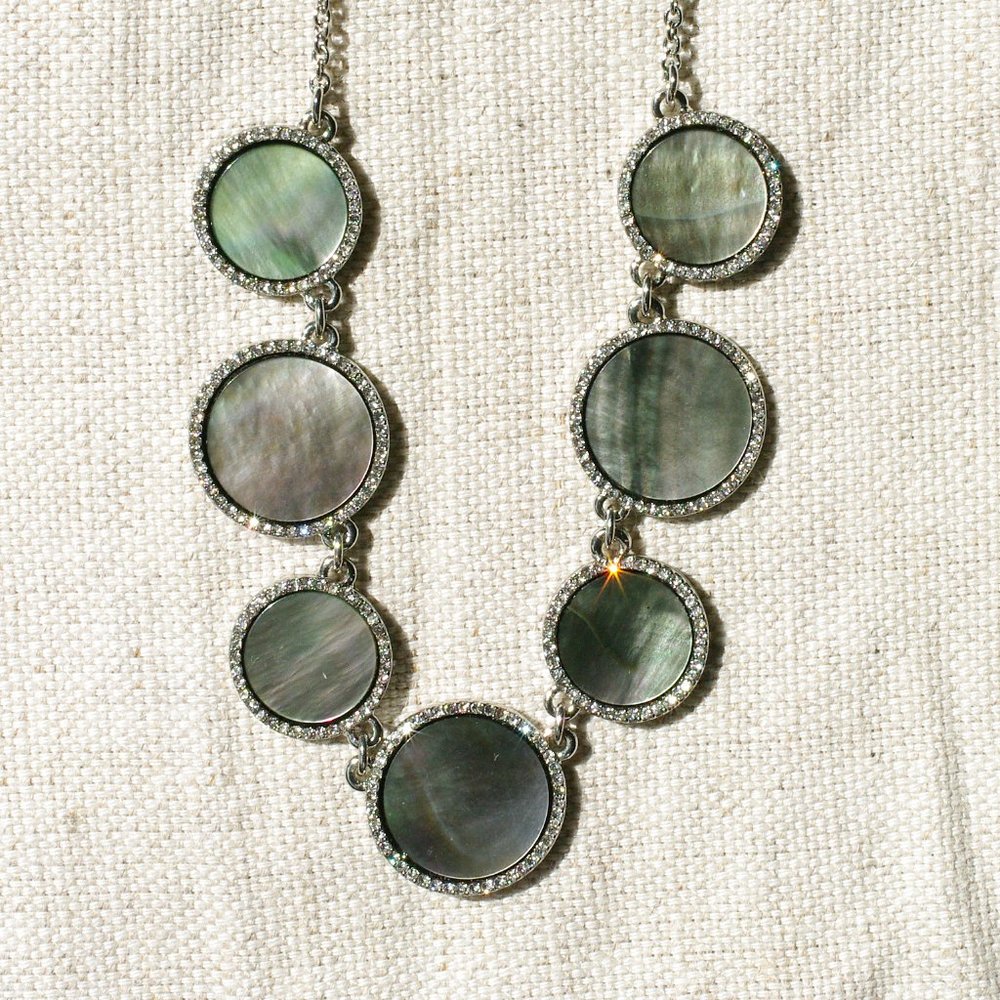 Ann Taylor Factory Abalone + Rhinestone Necklace